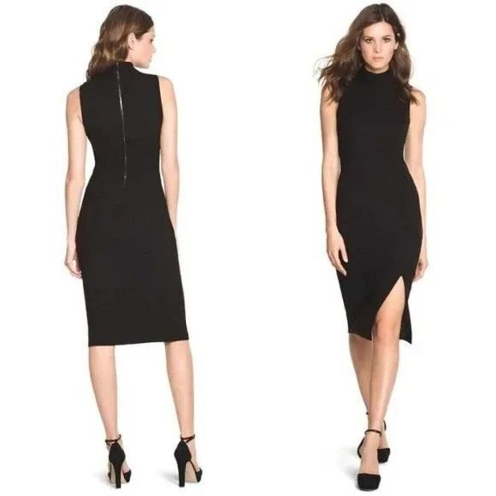 White House Black Market Sleeveless Black Sheath Dress High Neck Lined Size 00